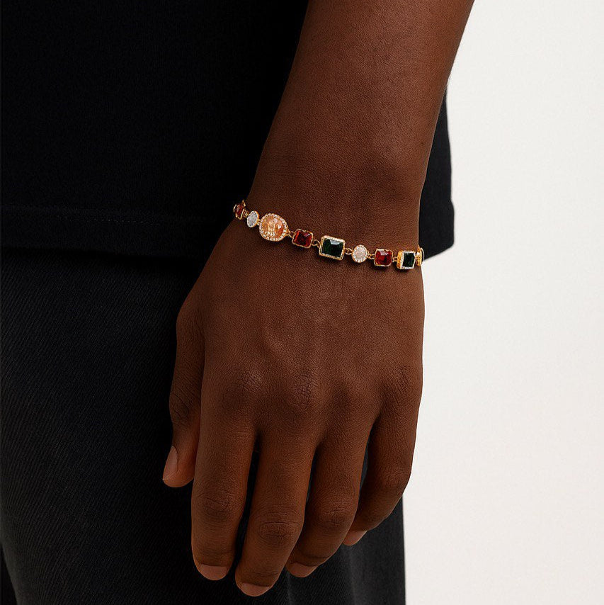 Bracelet à motifs multi pierres (Or)